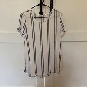 Final Touch Blouse. White with black stripes. Size S